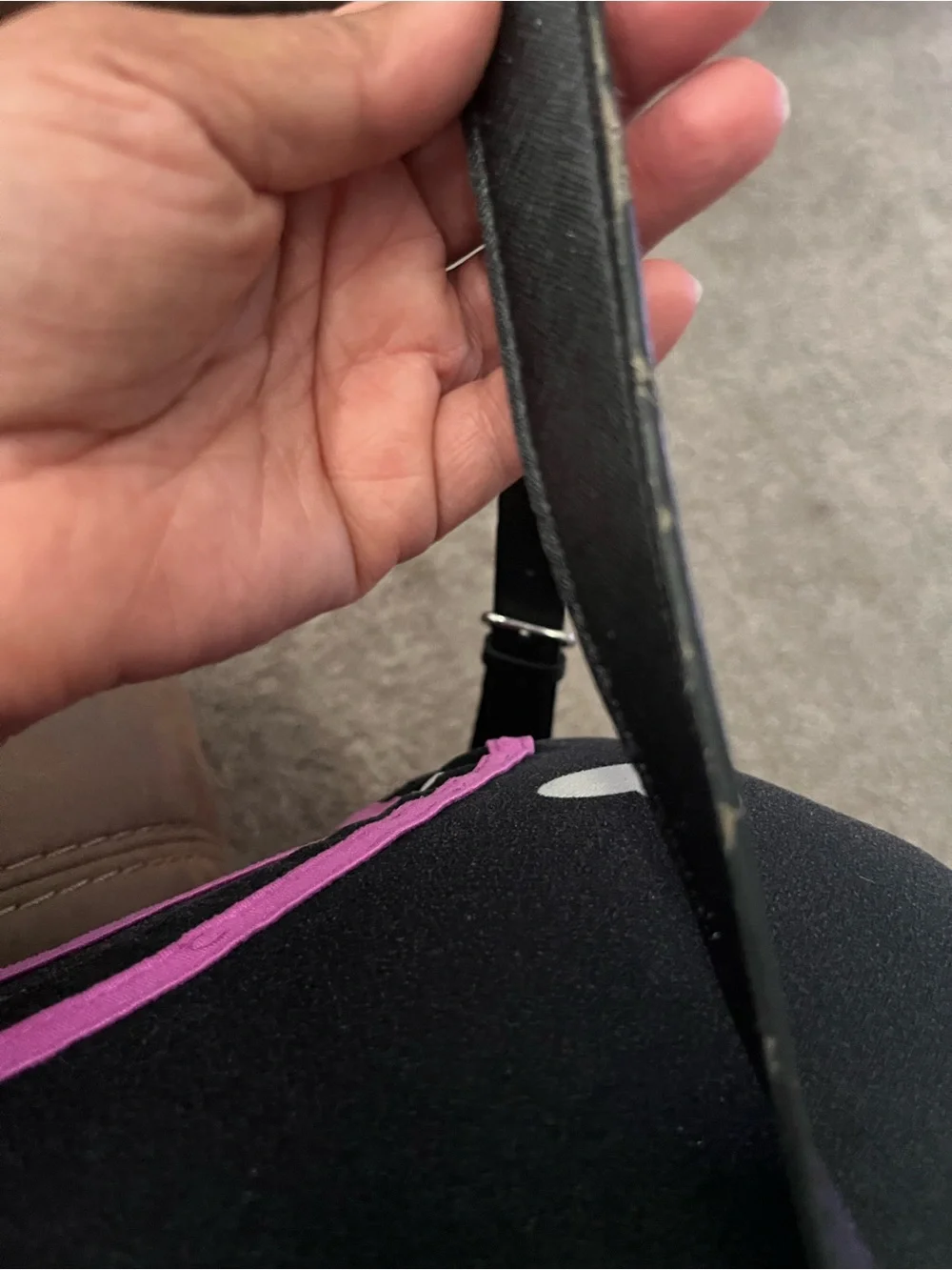 GUESS Beige Monogram Satchel with Black Braided Handles